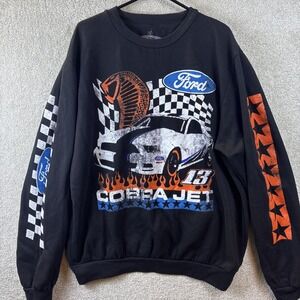 Ford Cobra Jet Racing Car Sweatshirt Mens Large Long Sleeve Graphic Black Crew